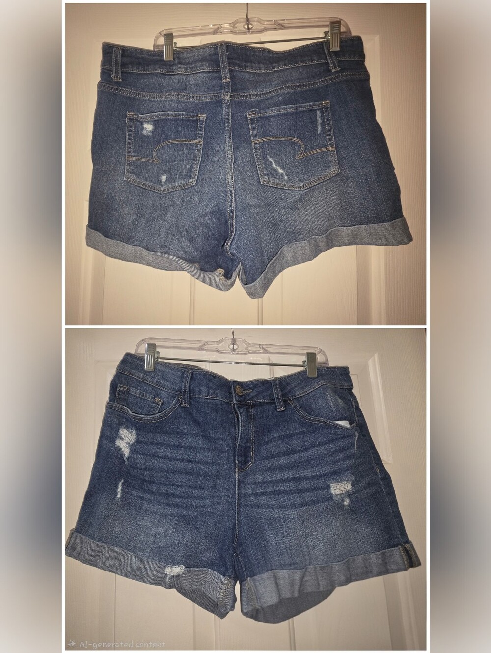 Time Svd Tru Women's Blue Denim Cuffed Shorts